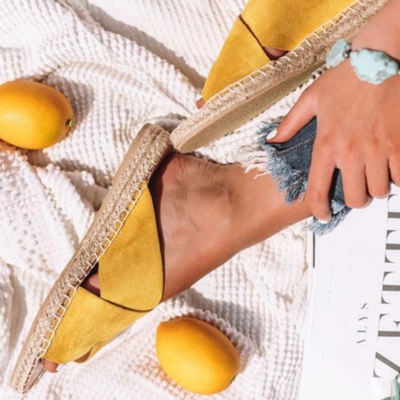 Vegan Suede Casual Straw Sandals Slides - Picture 4 of 5